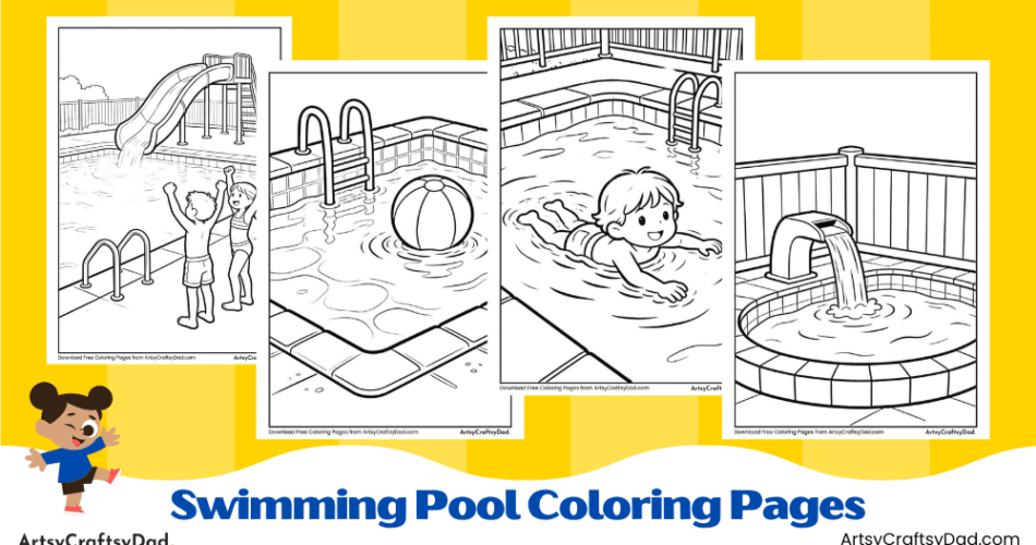 Swimming Pool Coloring Pages for Kids