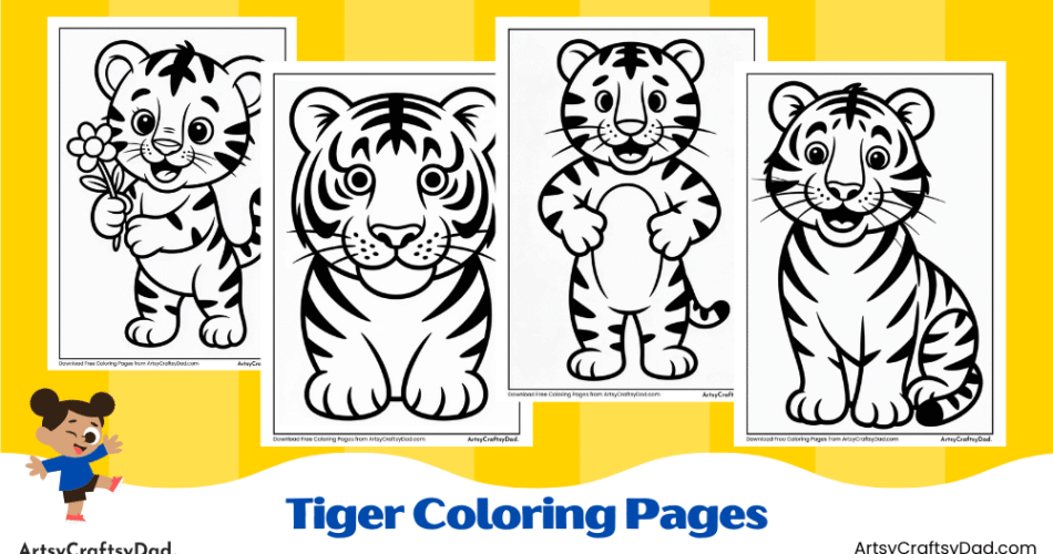 Easy Tiger Coloring Pages for Kids to Color and Learn