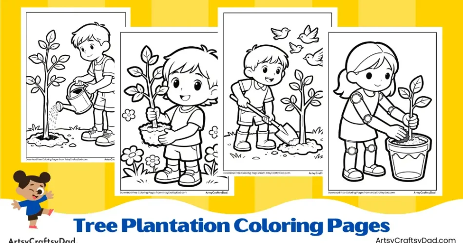 Tree Plantation Coloring Pages for Kids