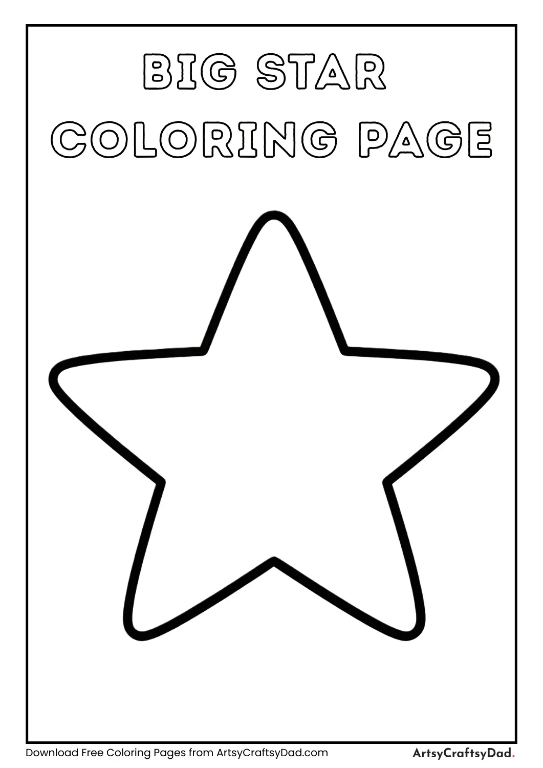 Simple five-point star outline coloring page for kids