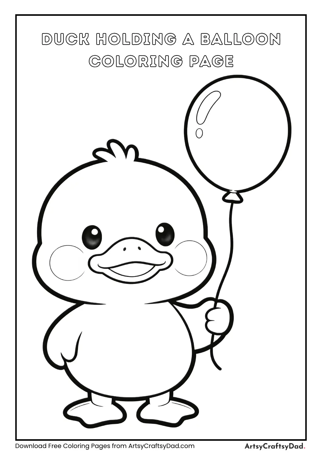Duck holding balloon coloring page