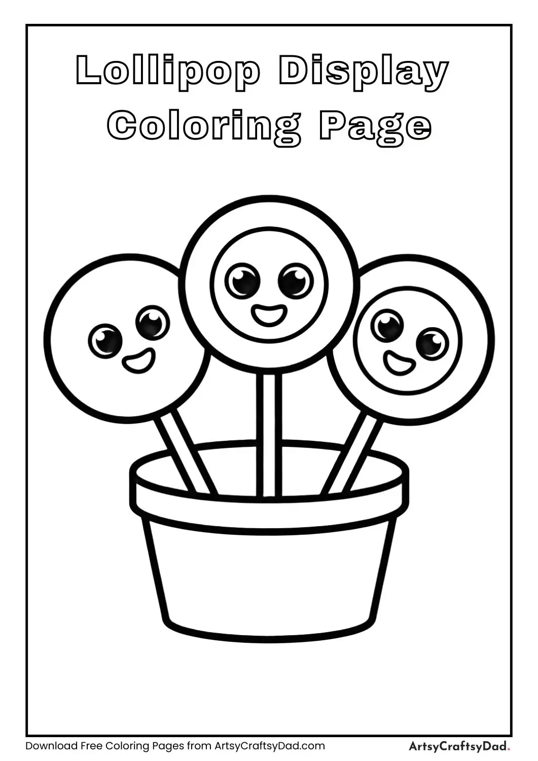 Candy shop lollipop display black and white coloring page