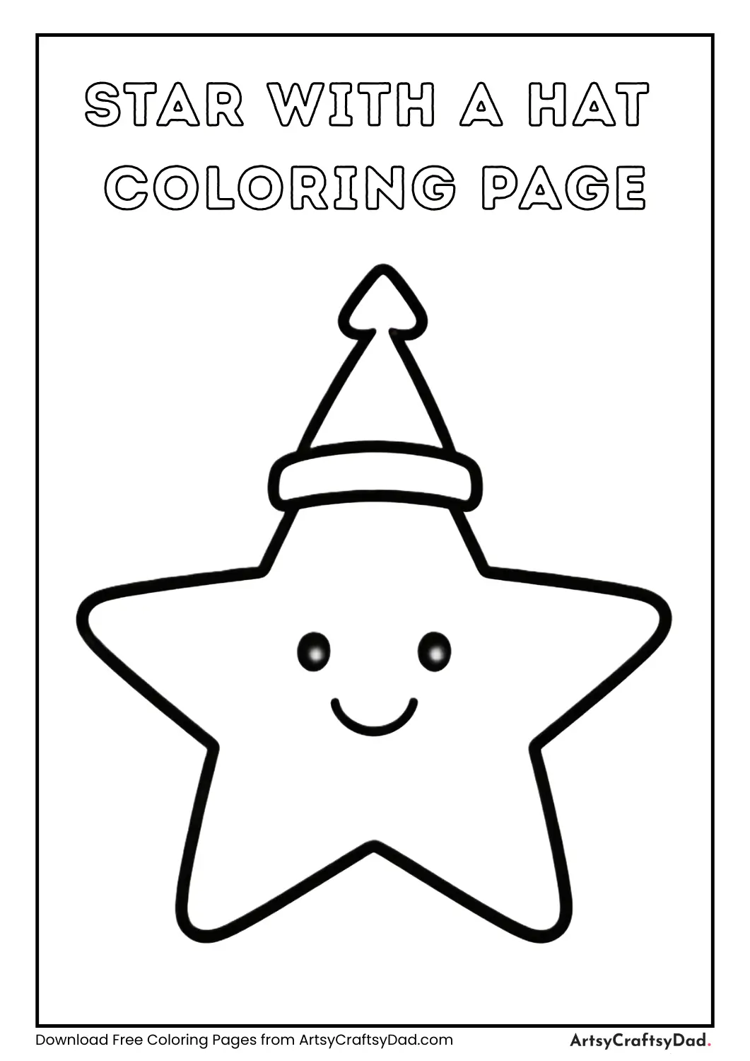 Cartoon star wearing hat coloring page
