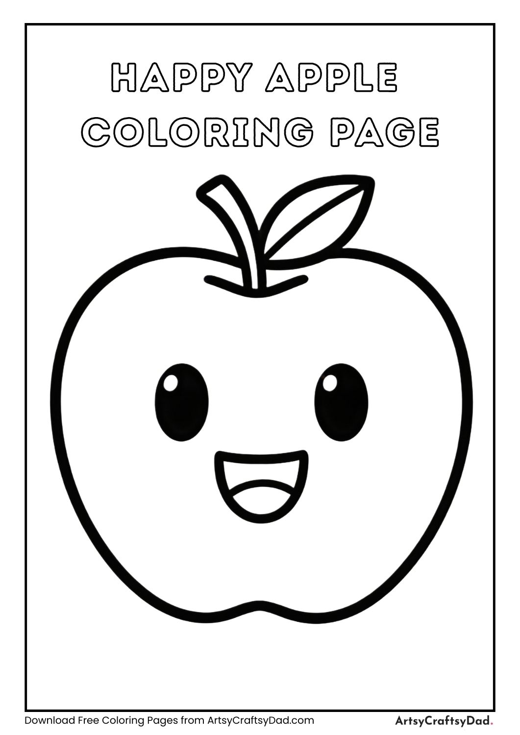 apple with happy face coloring page