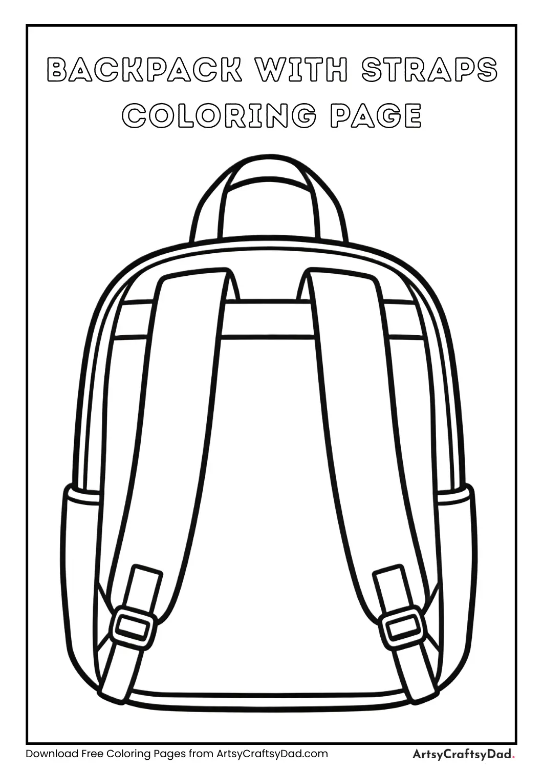 Backpack with shoulder straps coloring page for kids