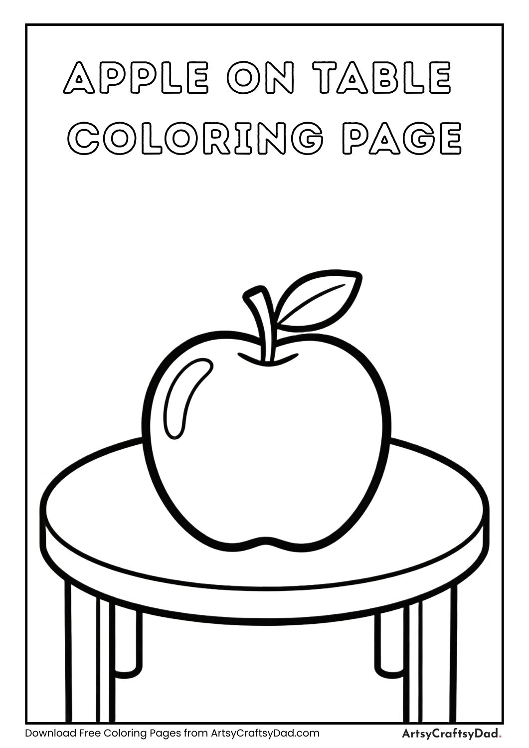 apple placed on table coloring page