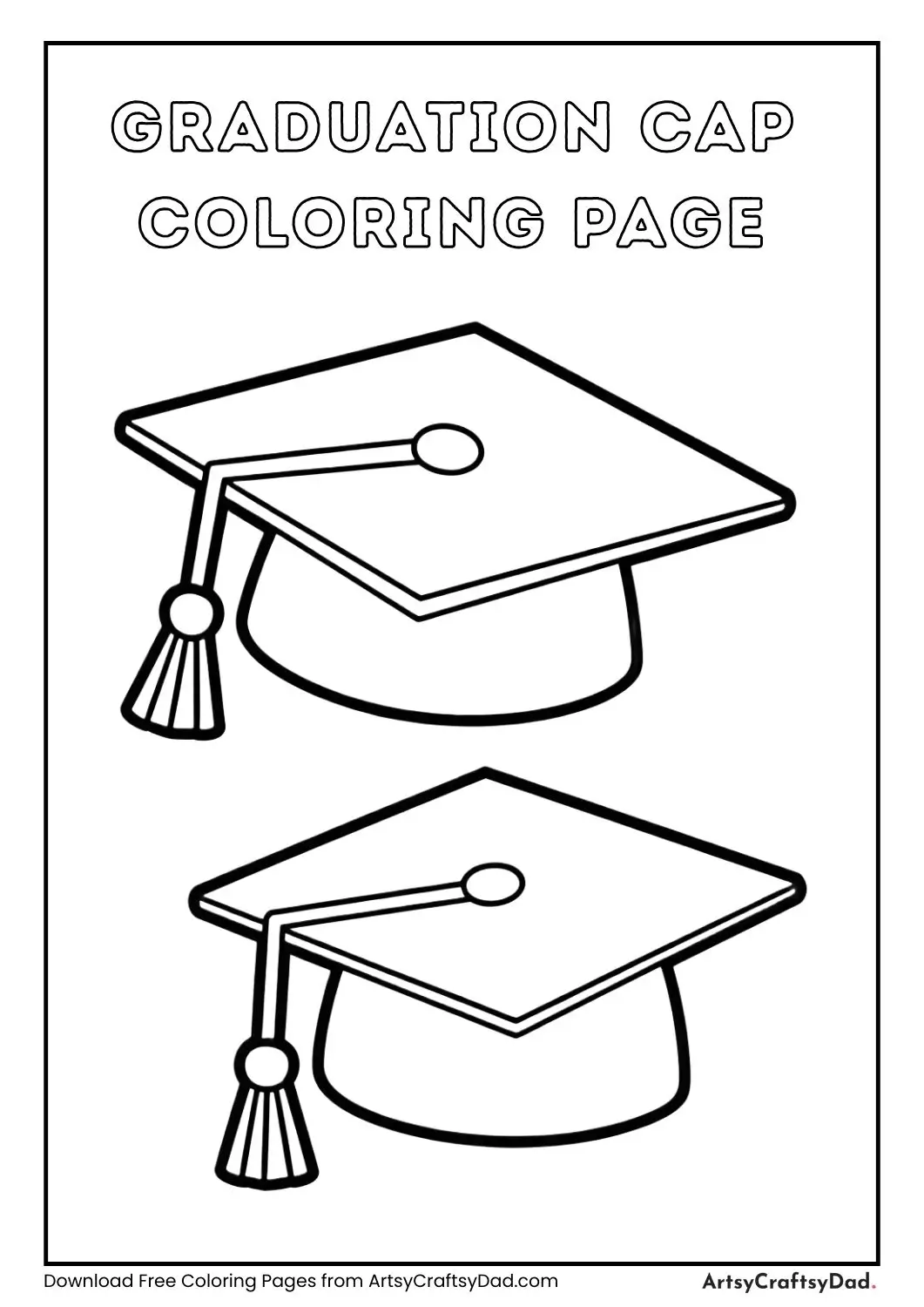 Graduation cap with tassel coloring page