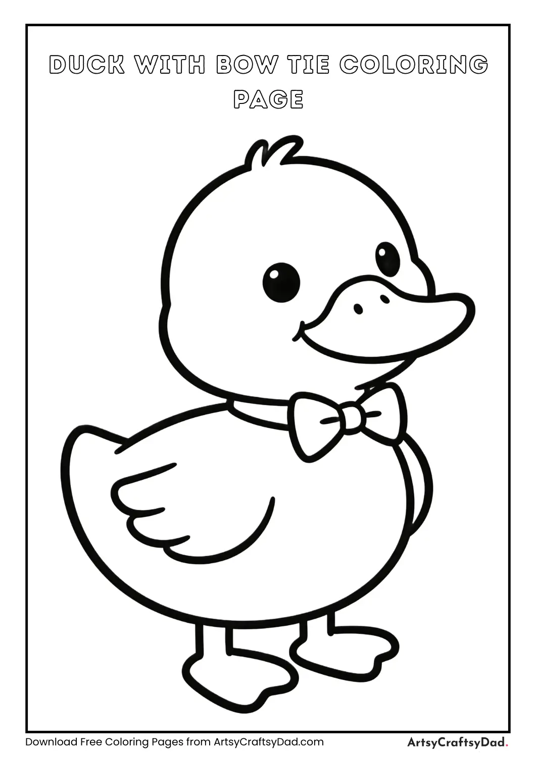 Duck wearing bow tie coloring page