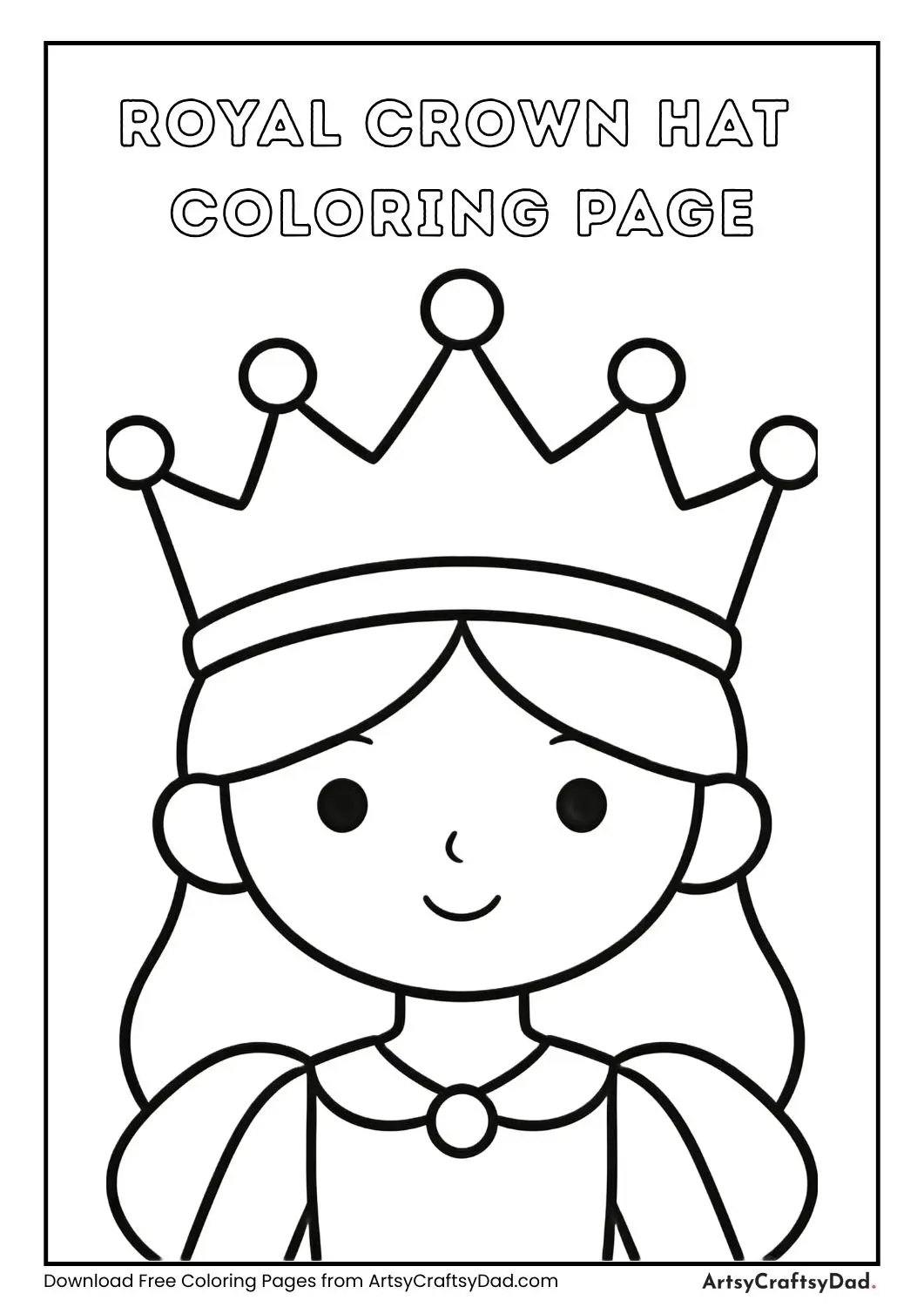 Royal crown hat outline coloring page