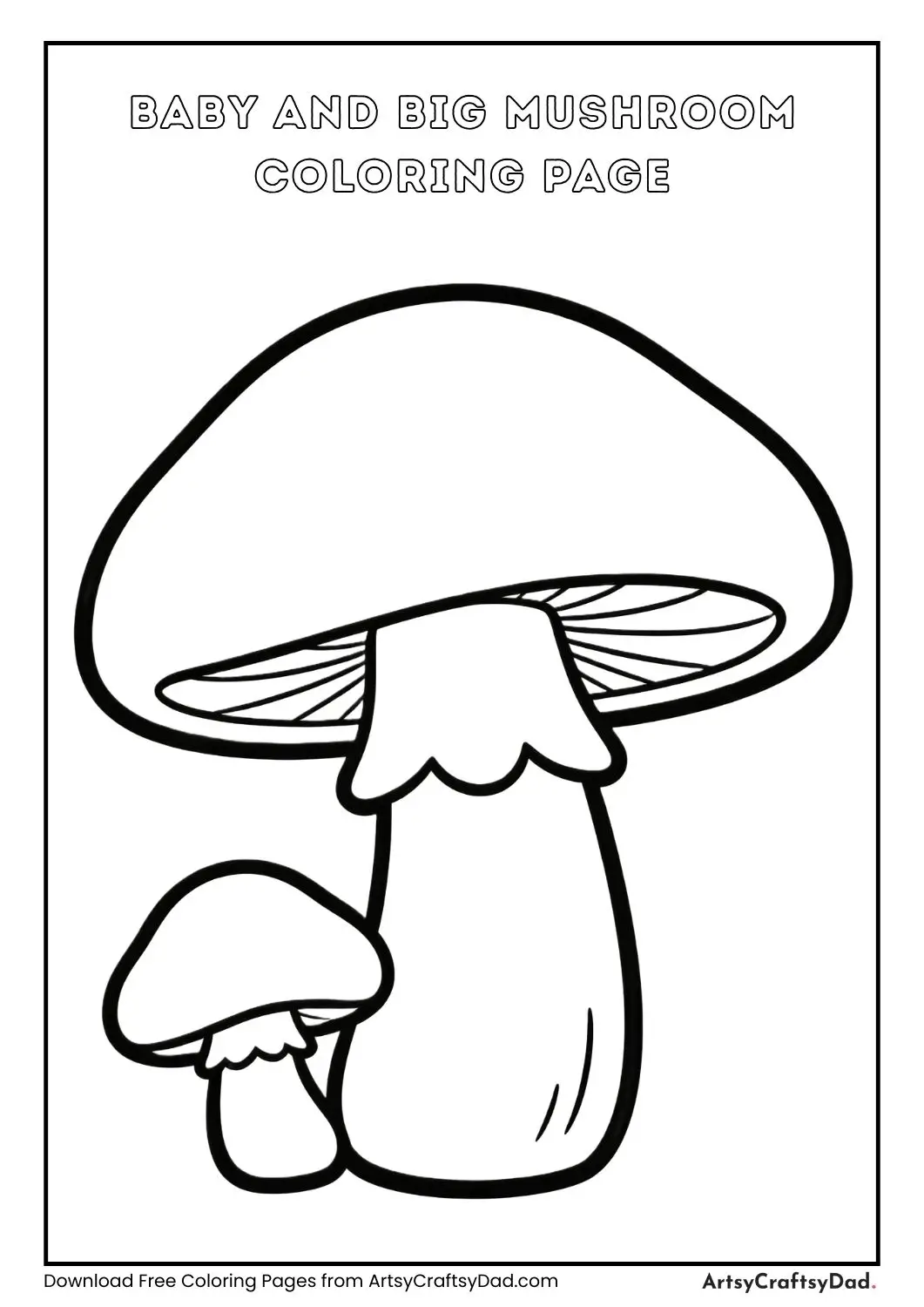 Baby mushroom and big mushroom coloring page