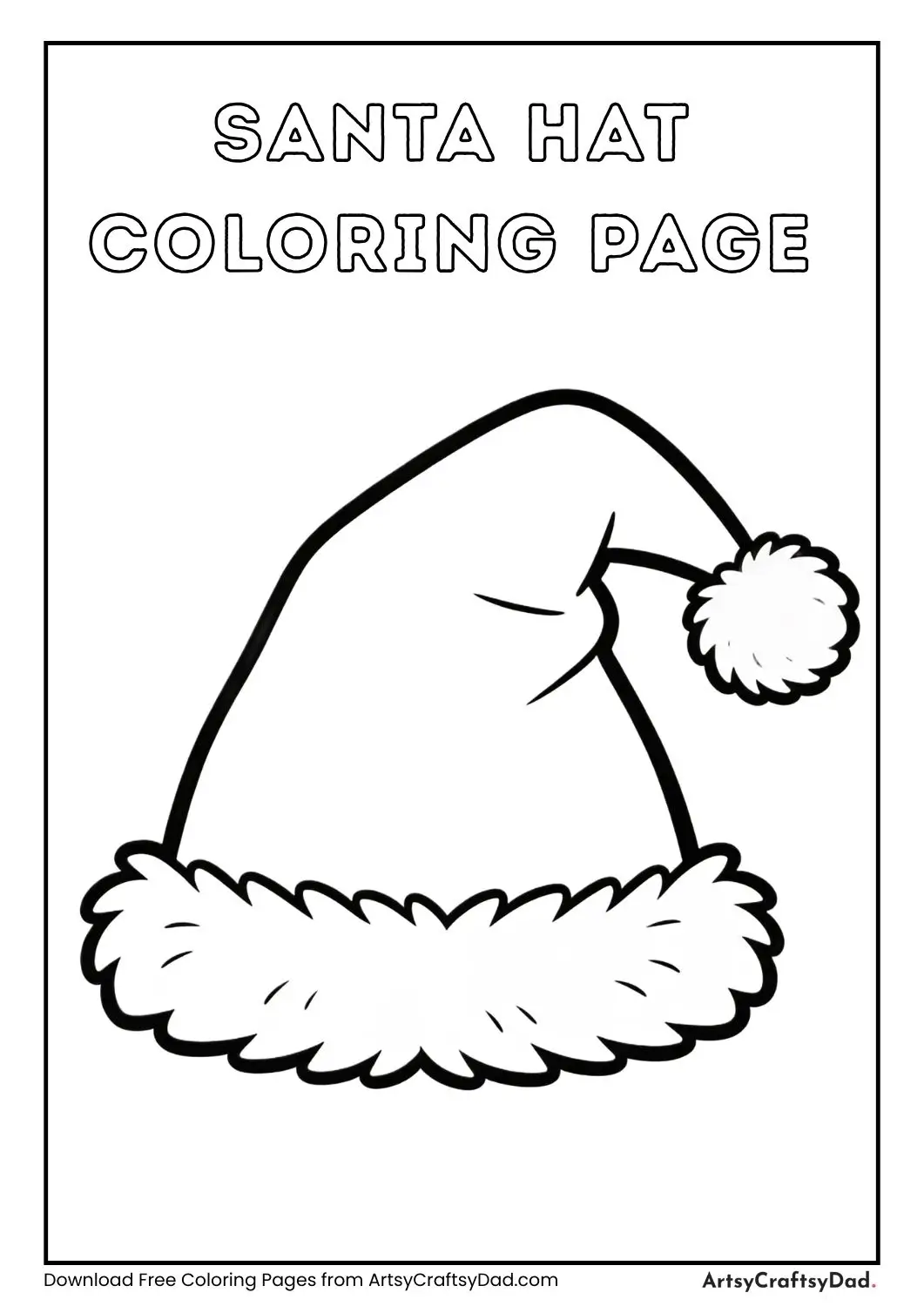 Santa hat black and white coloring page