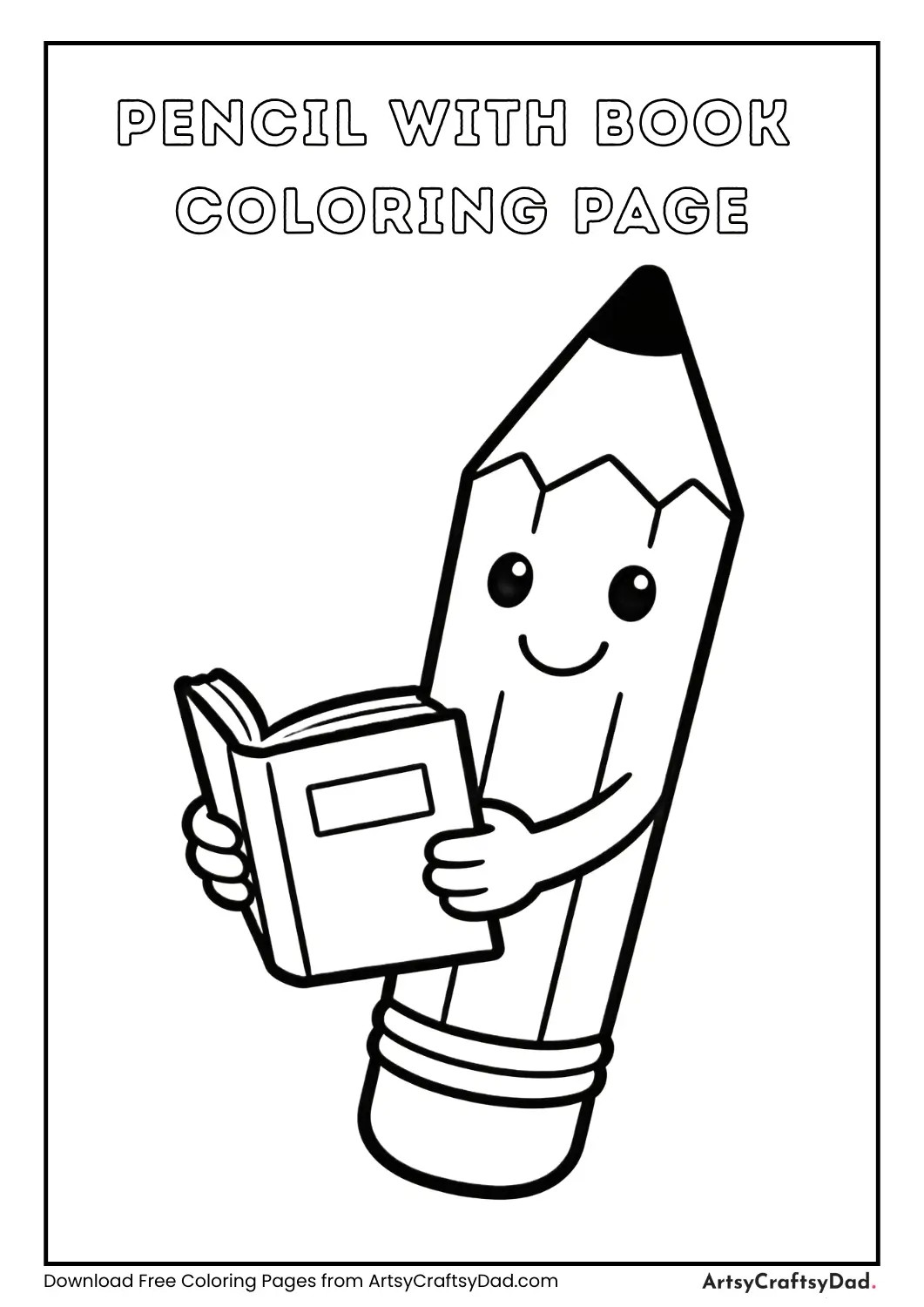 Pencil holding book coloring page