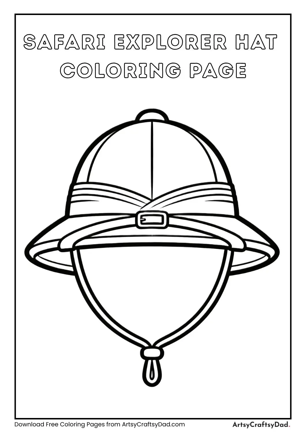 Safari hat coloring page for kids