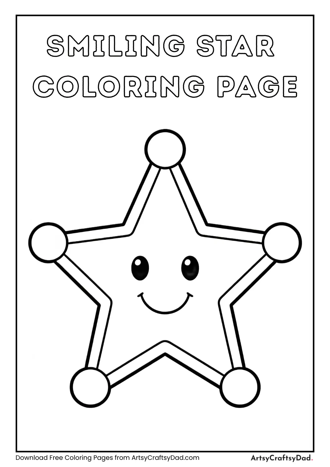 Smiling star black and white coloring page
