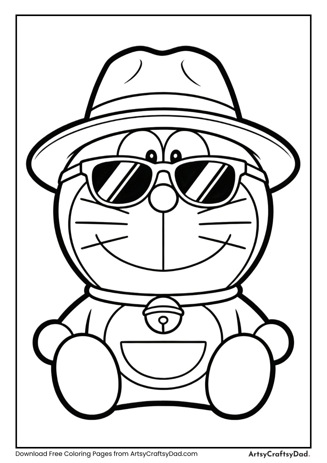 Doraemon wearing hat and sunglasses for summer