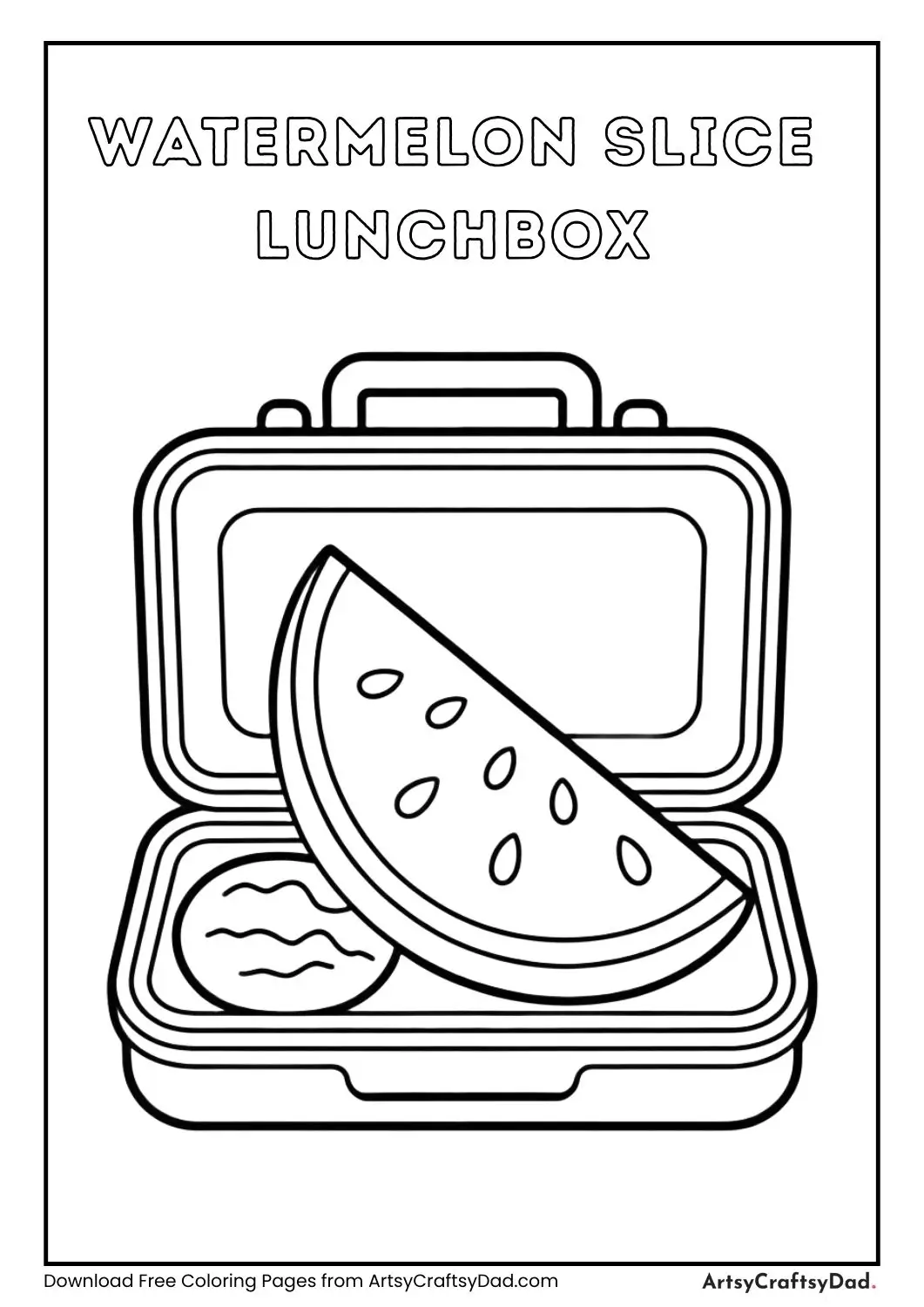 Watermelon slice in lunchbox coloring page