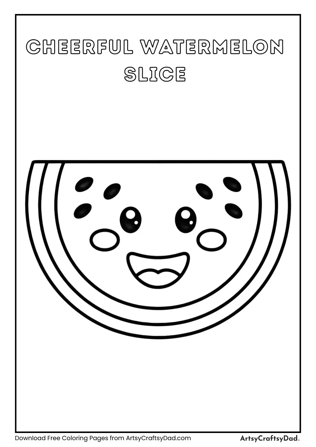 Cheerful watermelon slice coloring page