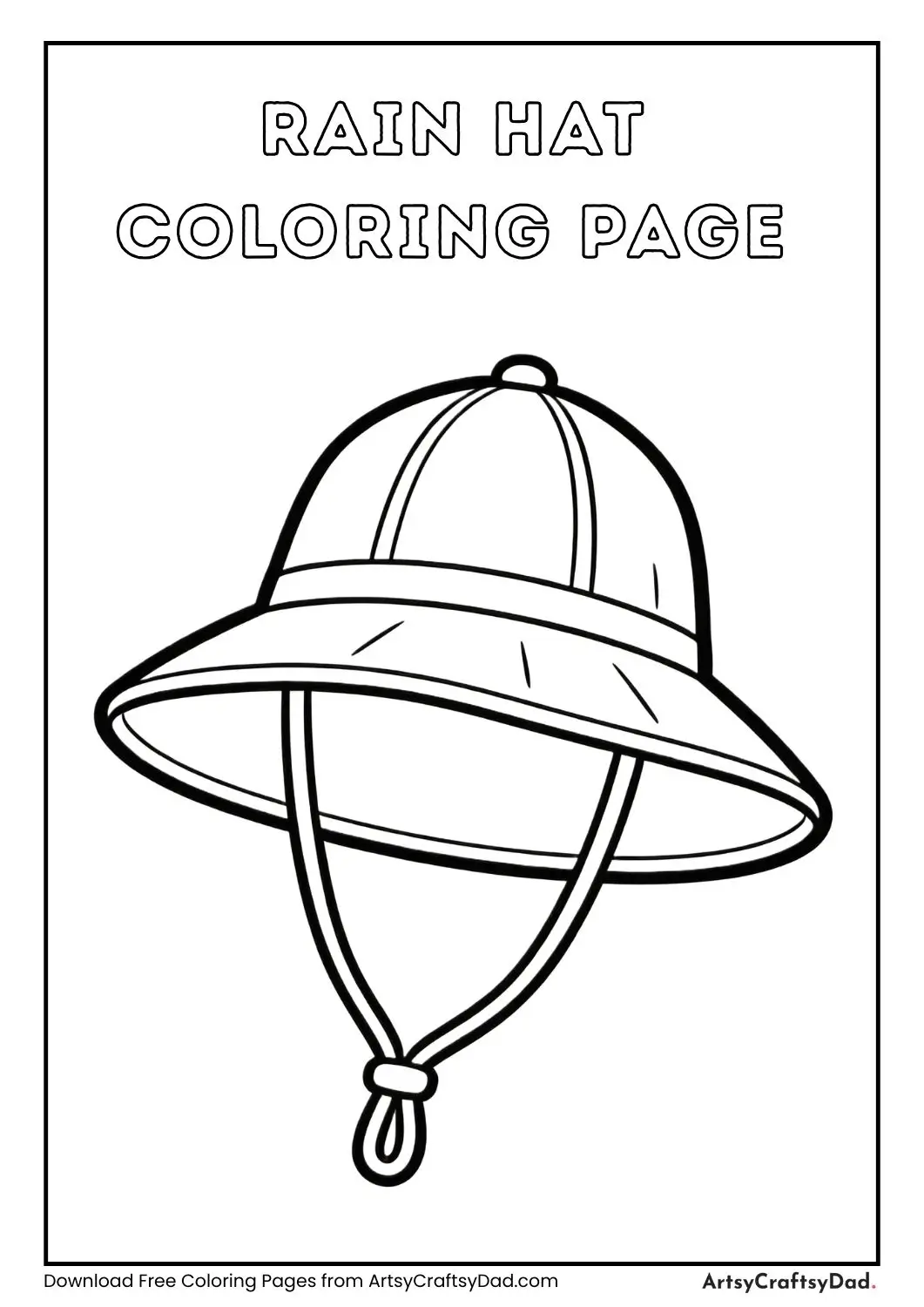 Rain hat black and white coloring page