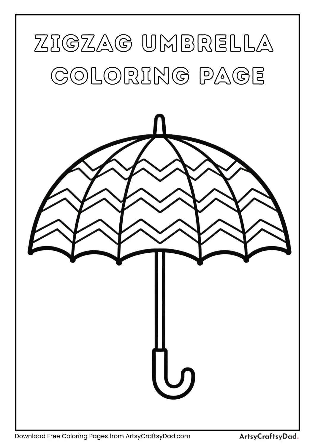 Zigzag pattern umbrella black and white coloring page