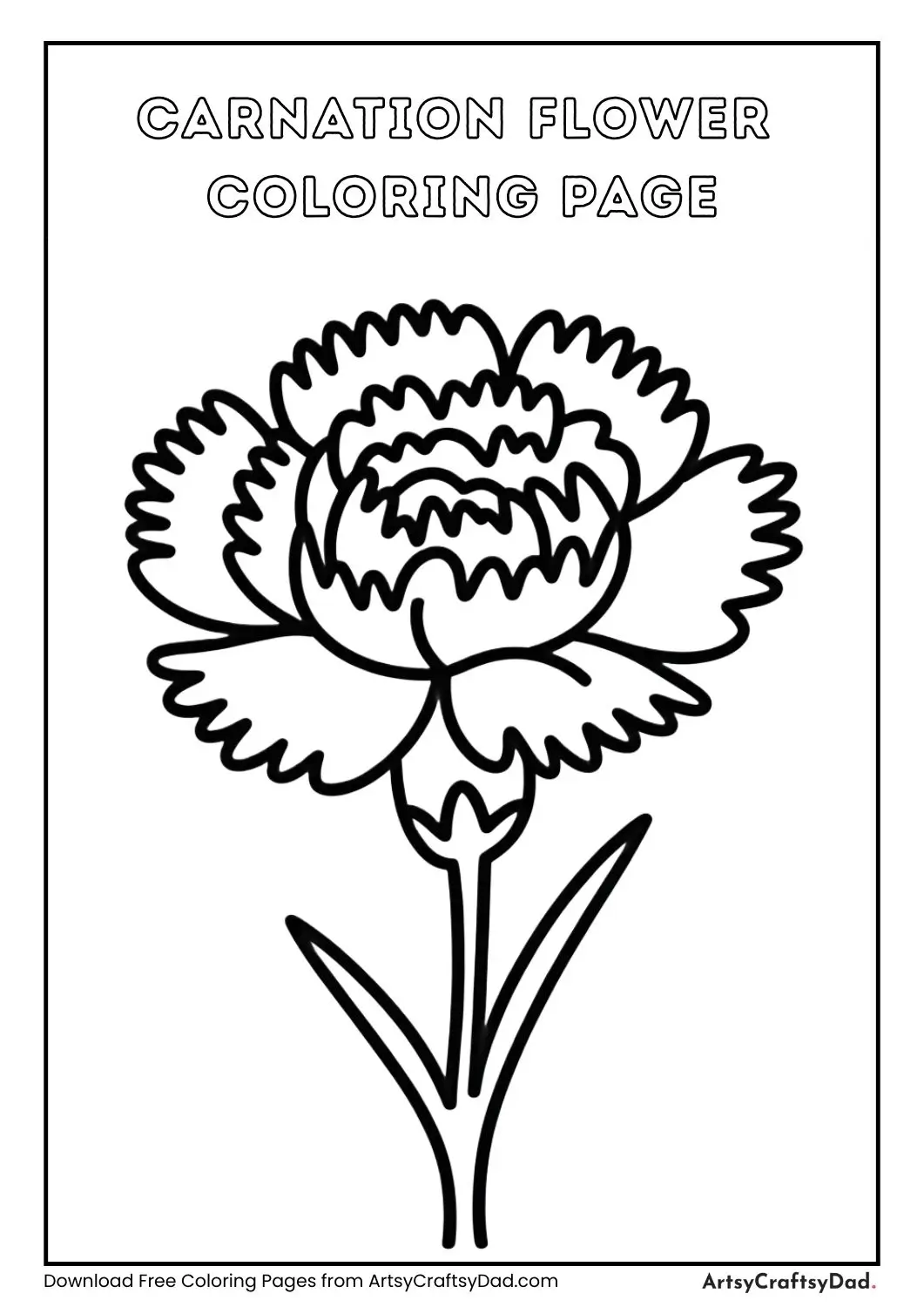 Carnation flower coloring page for kids