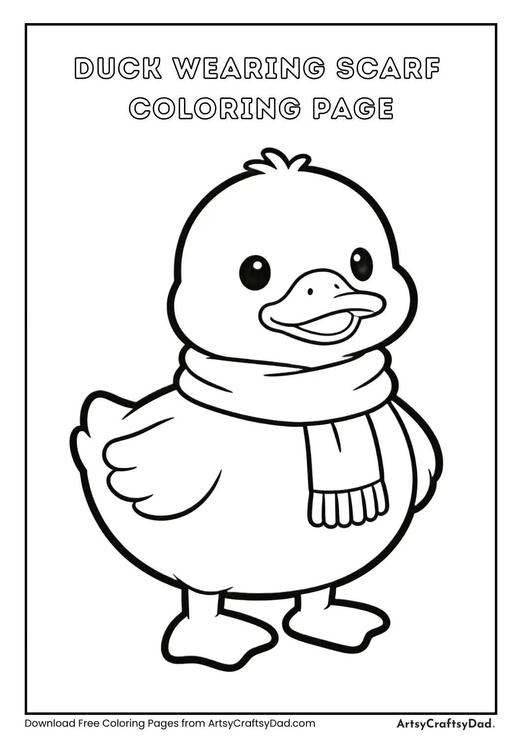 Duck wearing scarf coloring page