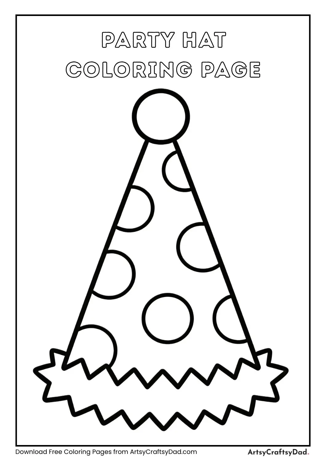 Fancy party hat coloring page for kids