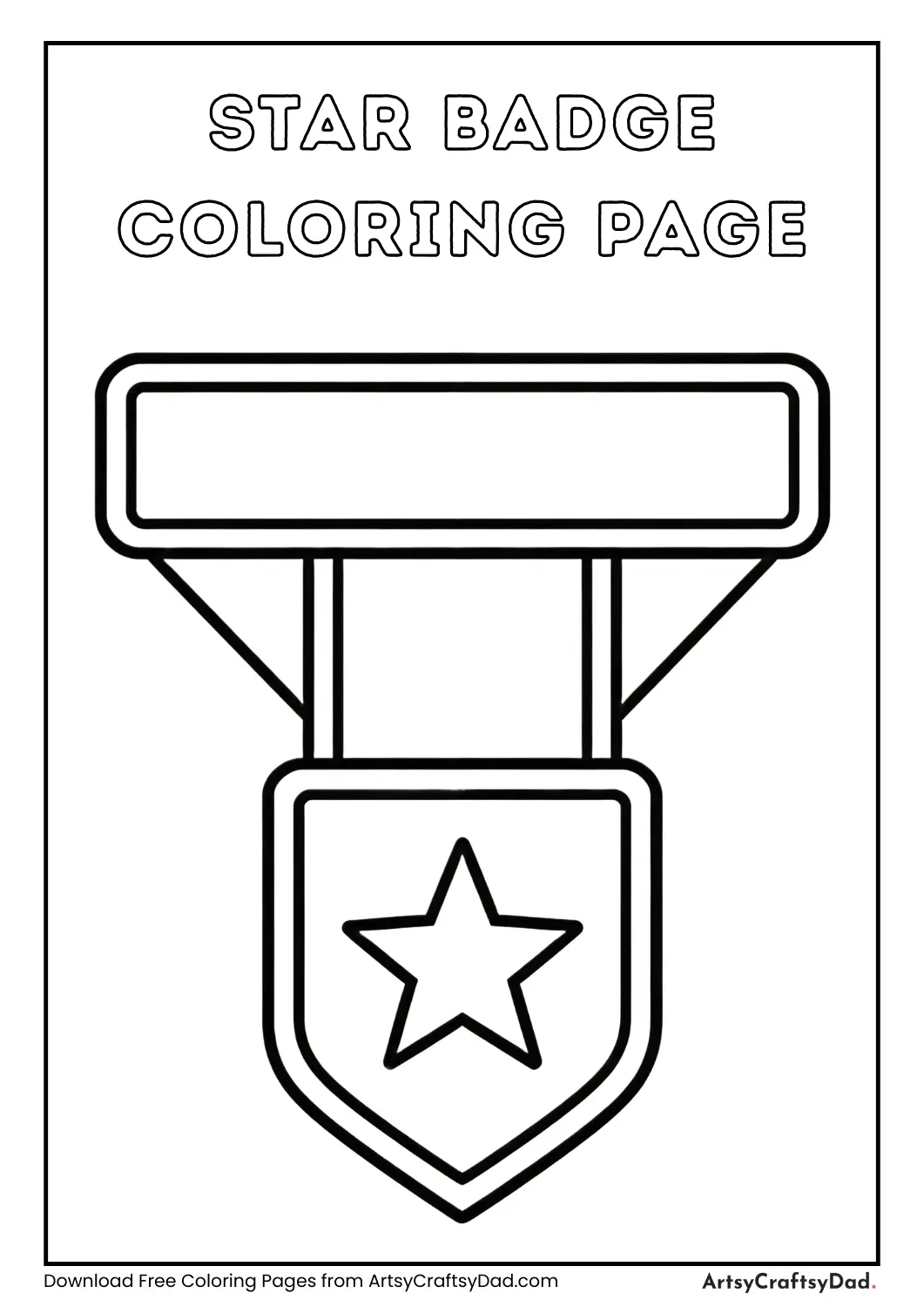 Star badge outline coloring page