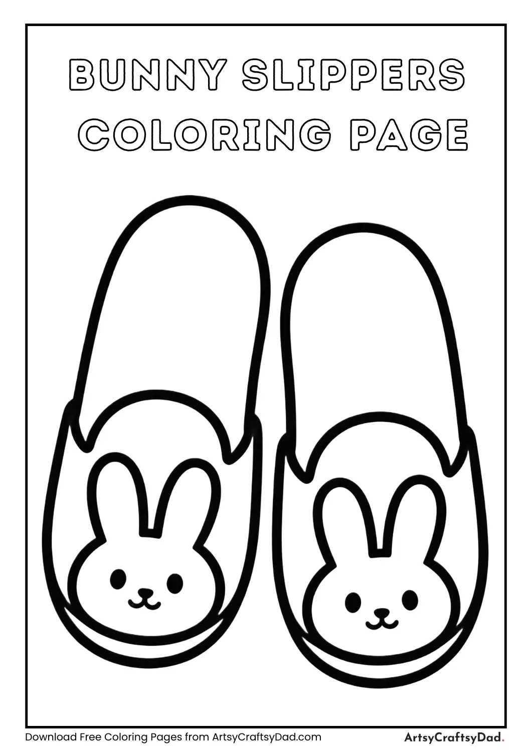 Bunny slippers coloring page for kids