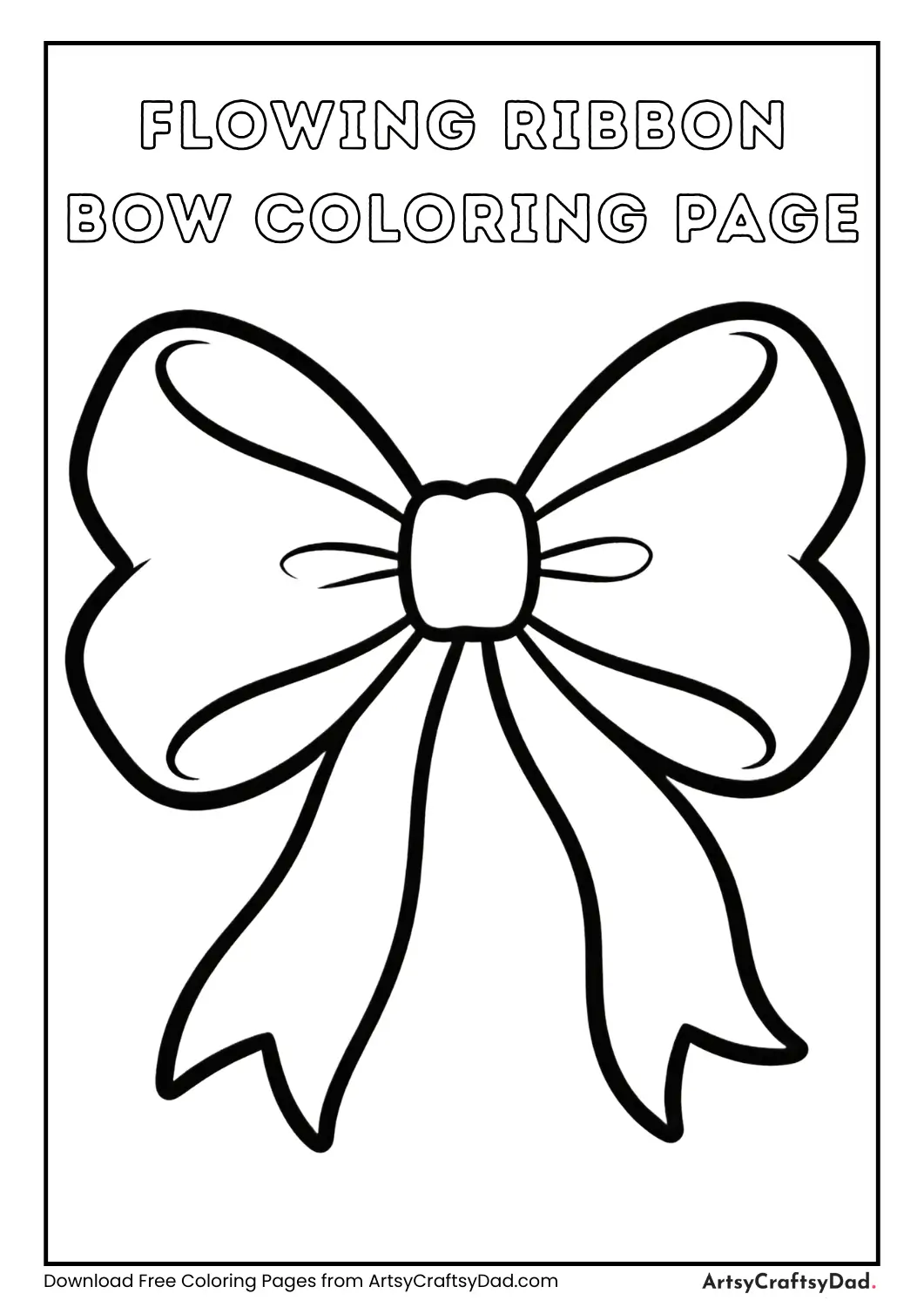Flowing ribbon bow simple line art coloring page