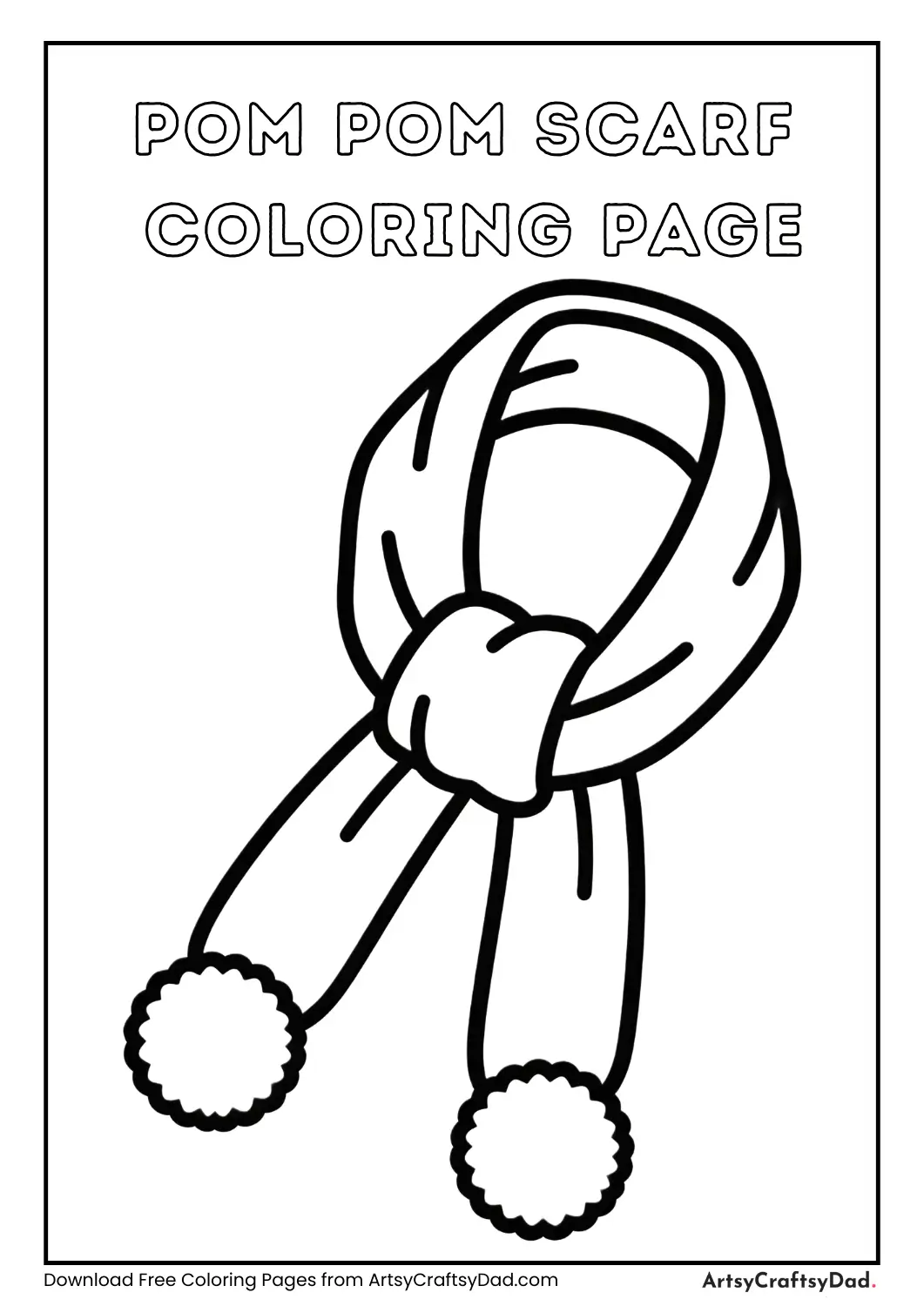 Pom pom scarf coloring page