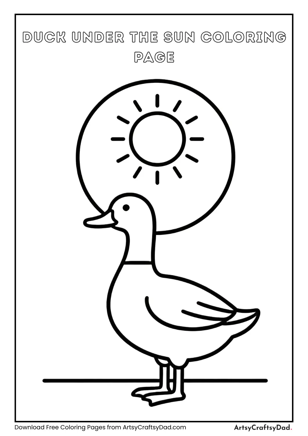 Duck under the sun coloring page