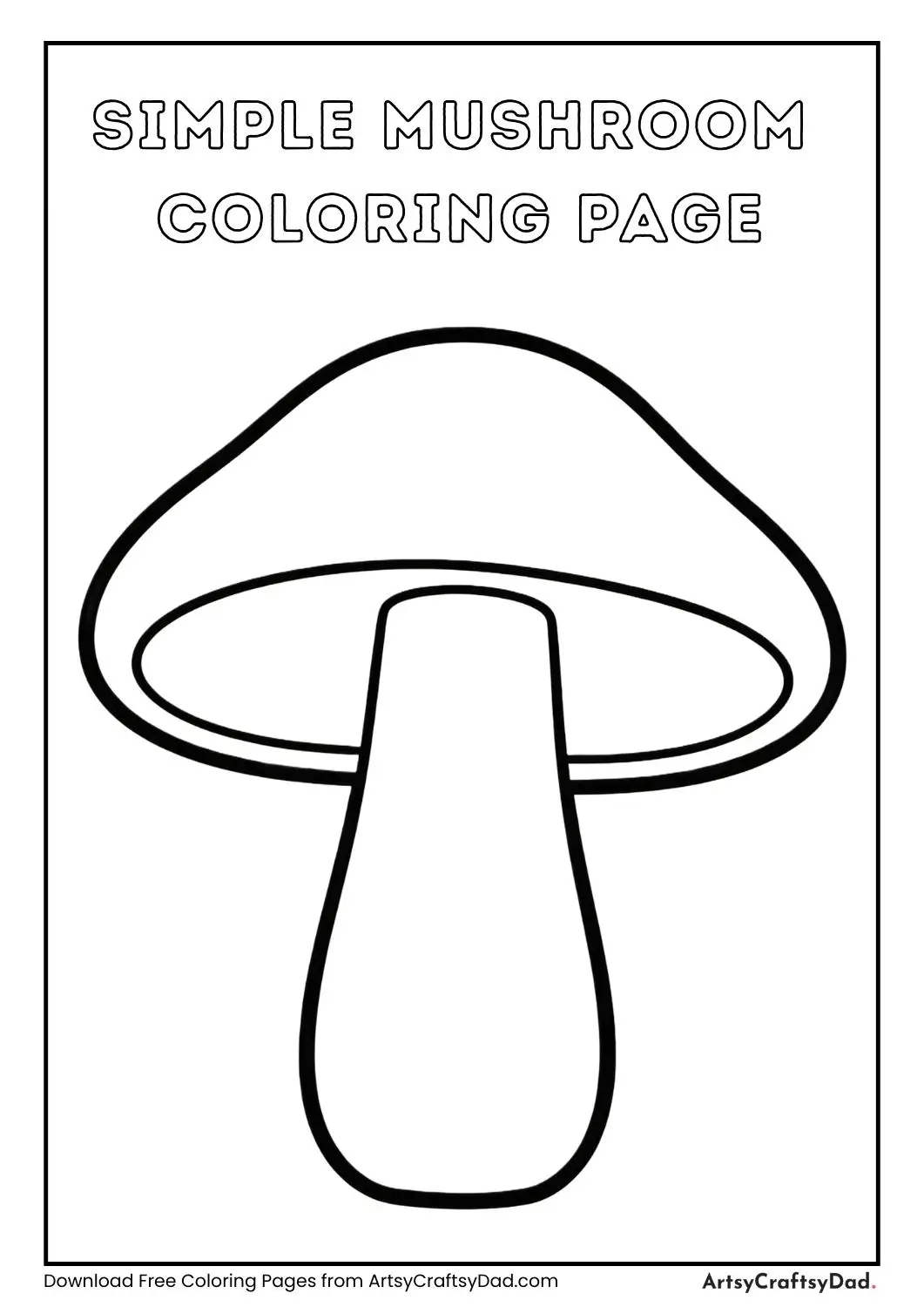 Very simple mushroom coloring page for toddlers