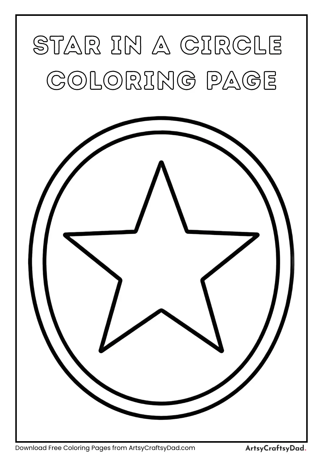 Star inside circle frame coloring page