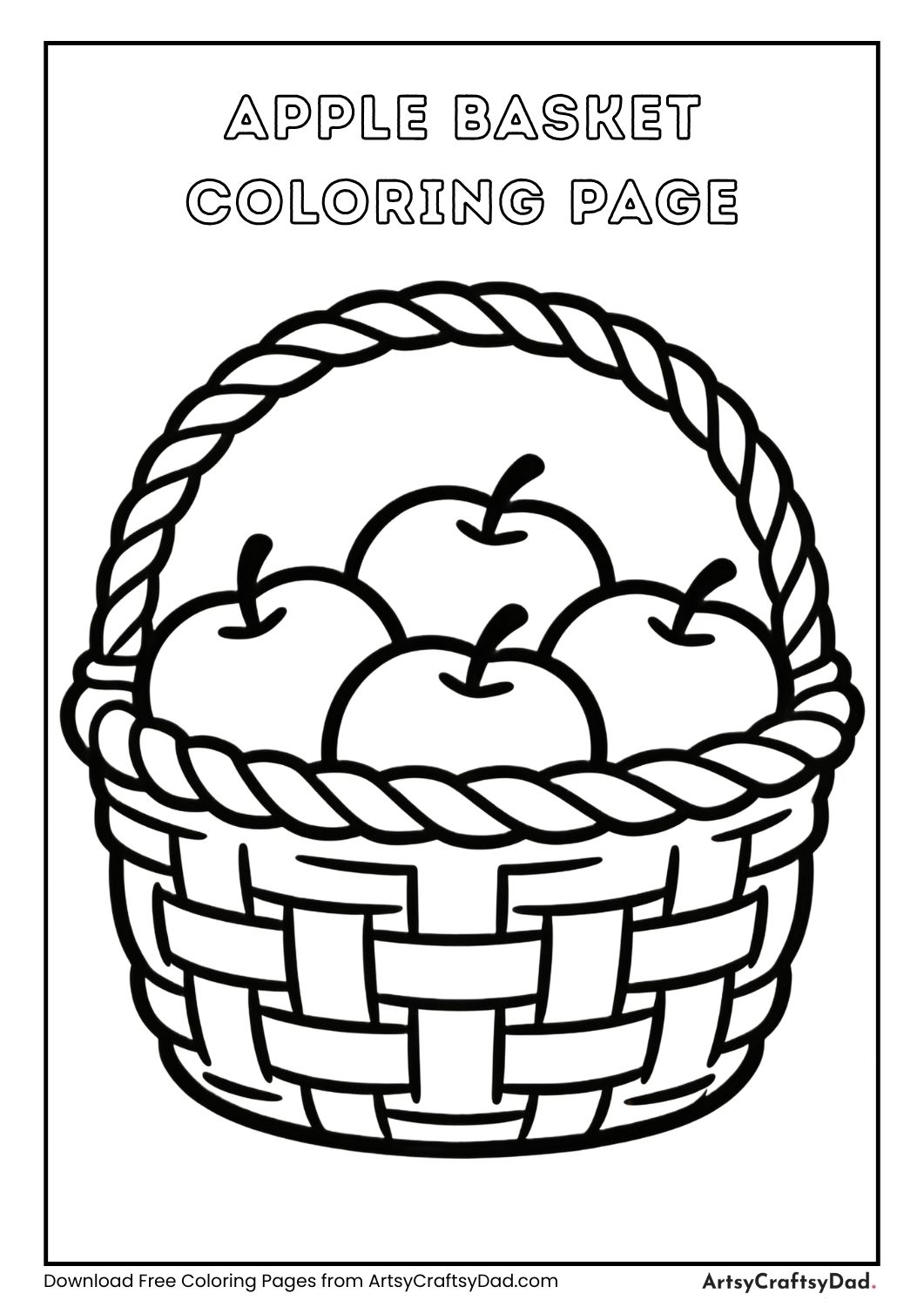 basket full of apples black and white coloring page