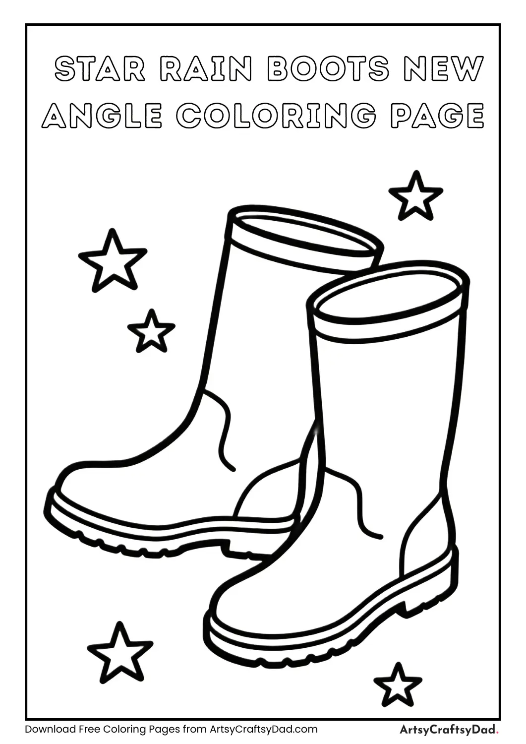 Star rain boots new angle coloring page
