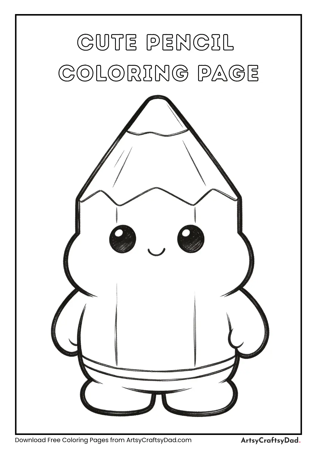 Cute short pencil coloring page for kids
