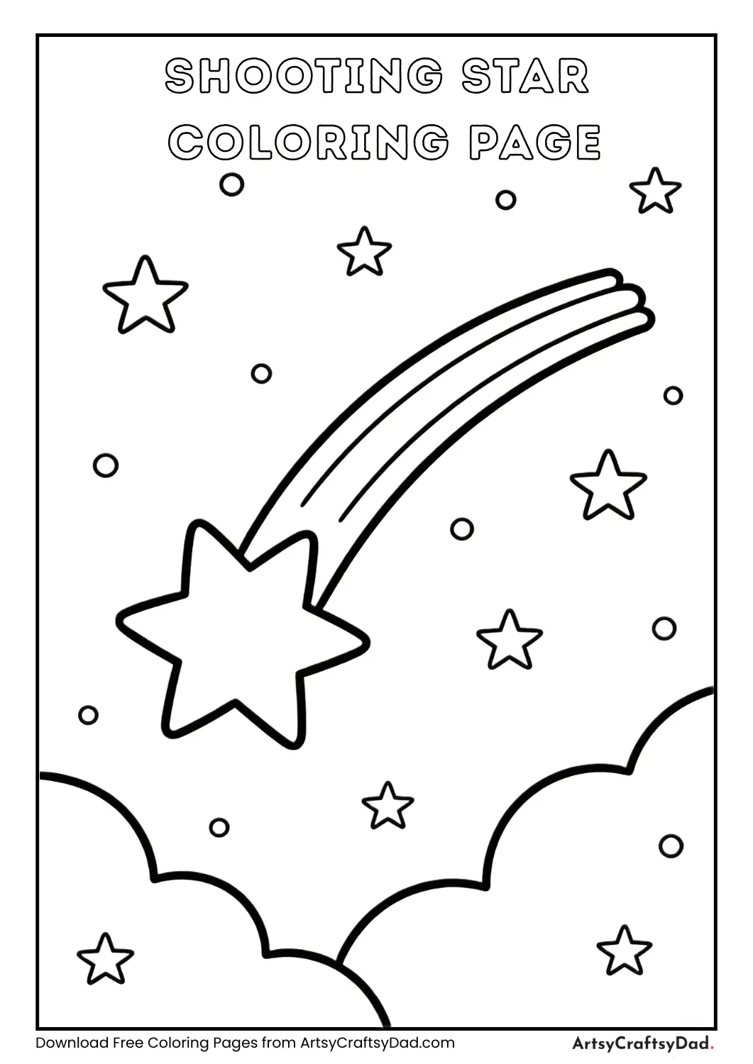 Shooting star simple outline coloring page