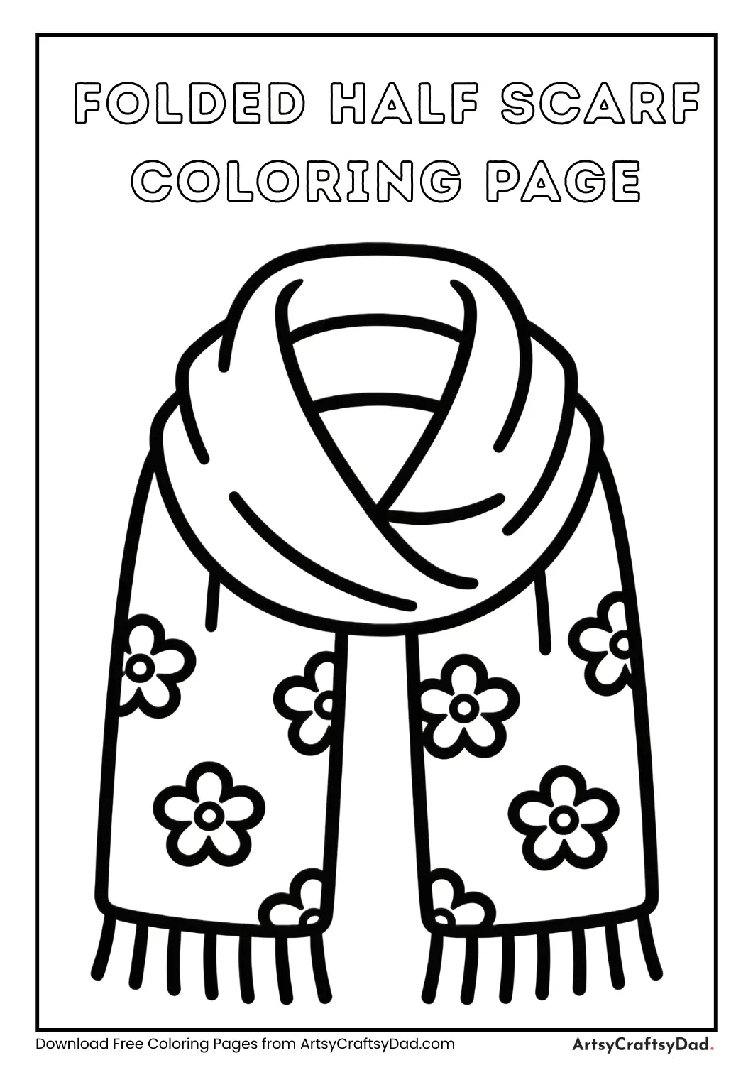 Folded half scarf coloring page