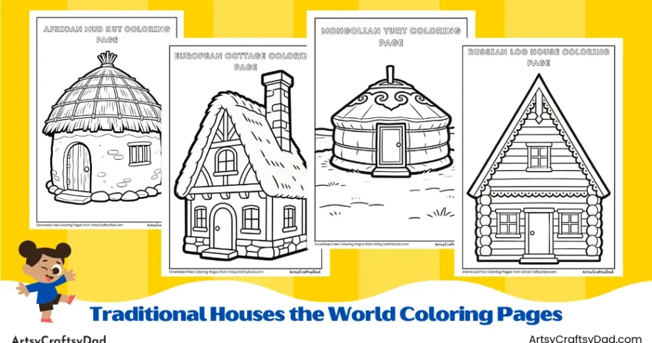 Creative Traditional Houses of the World Coloring Pages for Kids