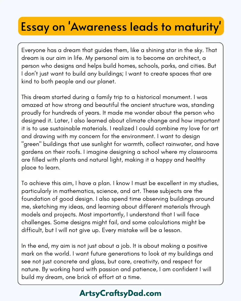 'Awareness Leads to Maturity' - 300 Words Essay for Grades 8 to 10 Students