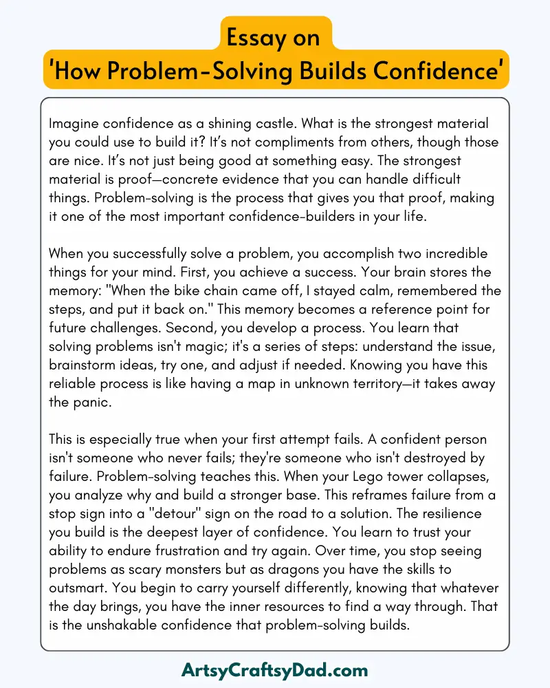 'How Problem-Solving Builds Confidence' - 300 Words Essay for Grades 7 to 10 Students