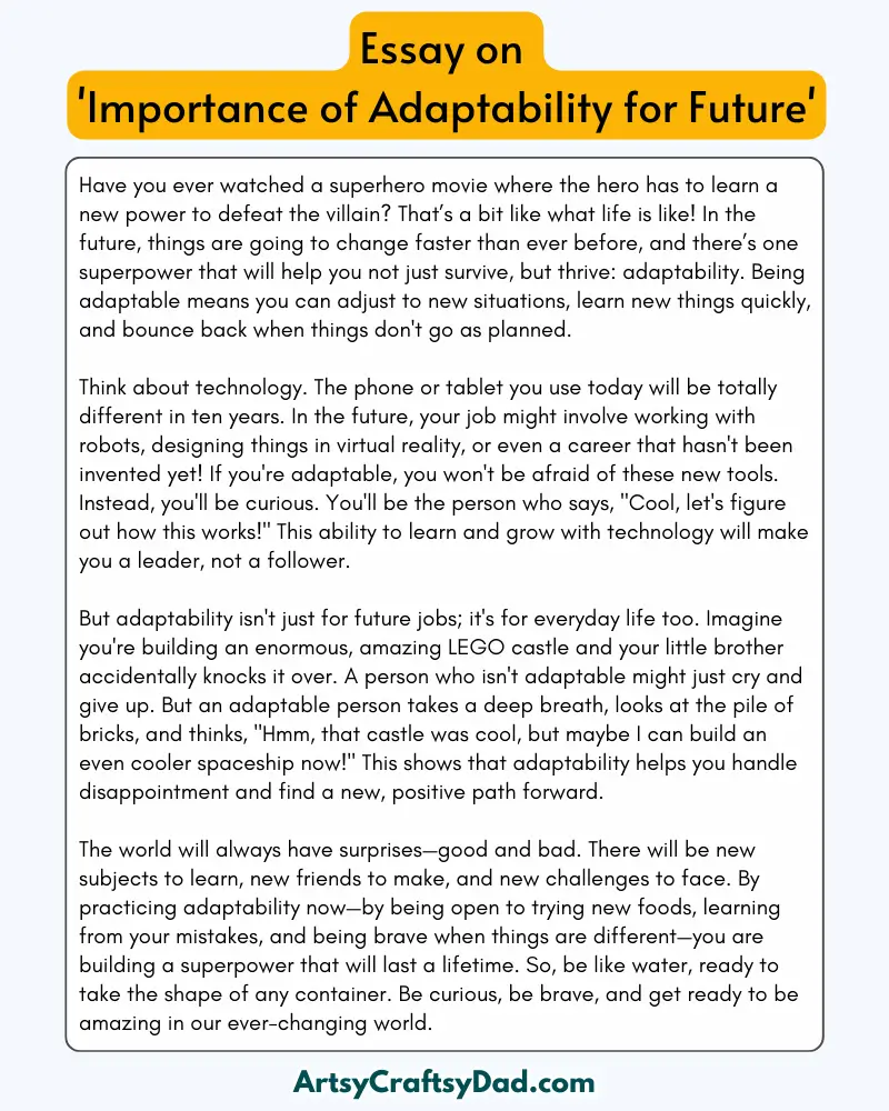 'Importance of Adaptability for Future' – 300 Words Essay for Grades 8 to 10