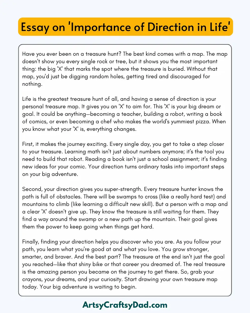 'Importance of Direction in Life' – 300 Words Essay for Grades 8 to 10 Student