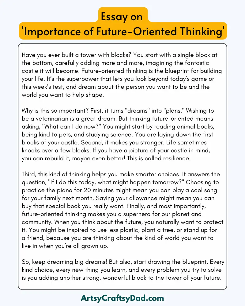 'Importance of Future-Oriented Thinking' – 300 Words Essay for Grades 7 to 10 Students