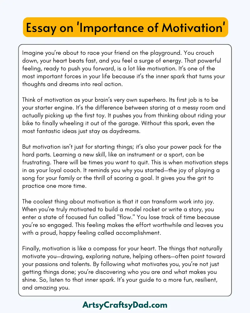 Long Paragraph on 'Importance of Motivation' - 100 Words for Grade 4