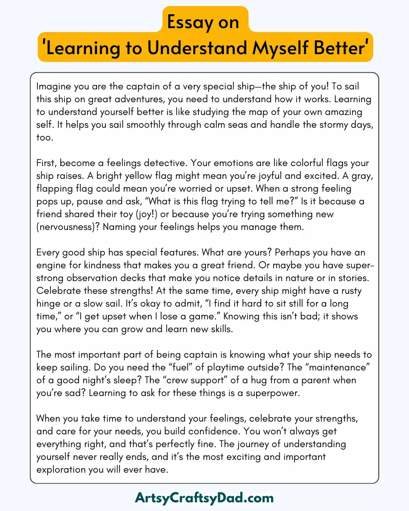 'Learning to Understand Myself Better' - 300 Words  Essay for Grades 8 to 10 Students