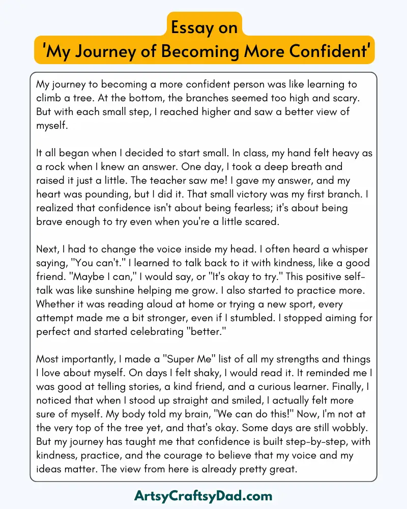 'My Journey of Becoming More Confident' - 300 Words Essay for Grades 8 to 10 Students