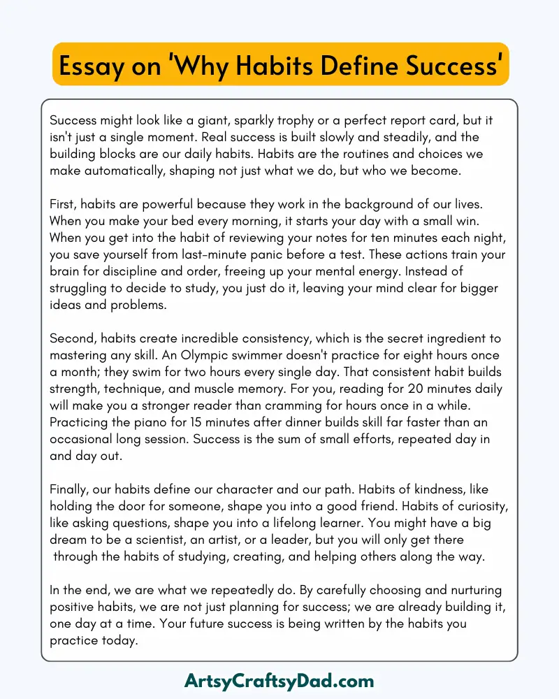 'Why Habits Define Success' - 300 Words Essay for Grades 8 to 10 Students