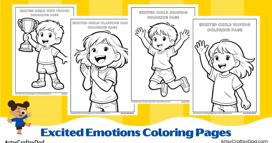 Excited Emotions Coloring Pages for Kids