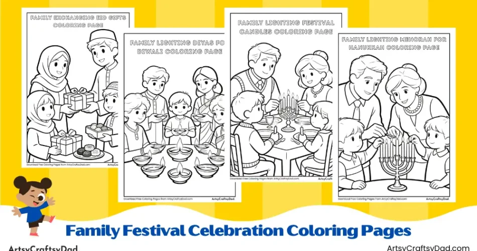 Family Festival Celebration Coloring Pages for Kids